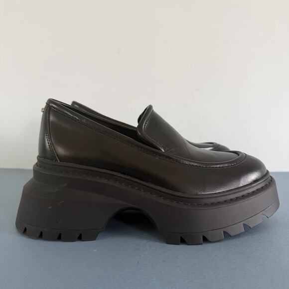 Michael Kors Shiloh Black Leather Chunky Lug Sole Platform Loafers - Picture 4 of 10